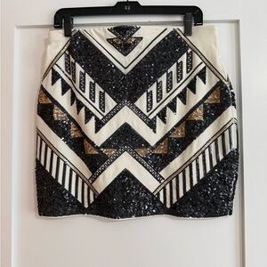 Express Black and Gold Sequin Mini Skirt